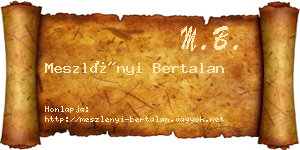 Meszlényi Bertalan névjegykártya